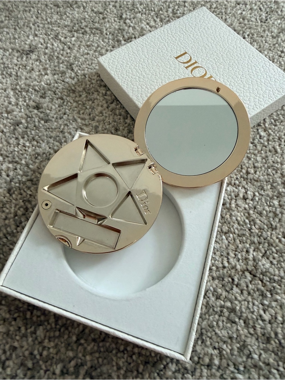 Dior Gold Round Compact Mirror with Star Motif